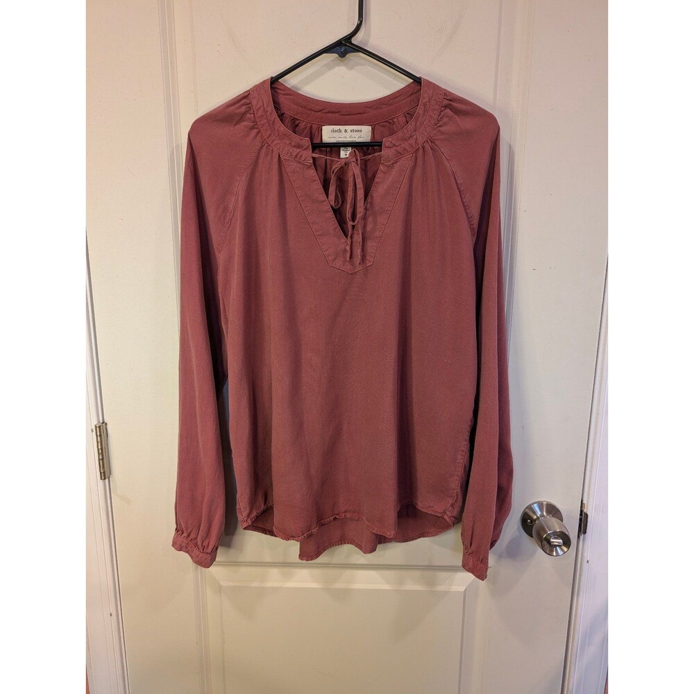 Women's Anthropologie Cloth & Stone Becky Tunic Tencel Blouse Taupe Medium